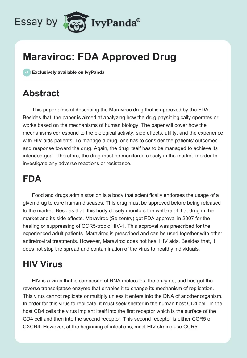 Maraviroc: FDA Approved Drug. Page 1