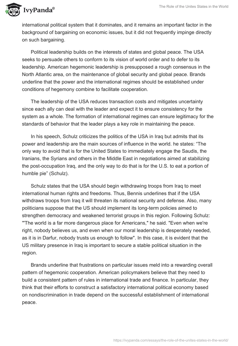 The Role of the Unites States in the World. Page 2