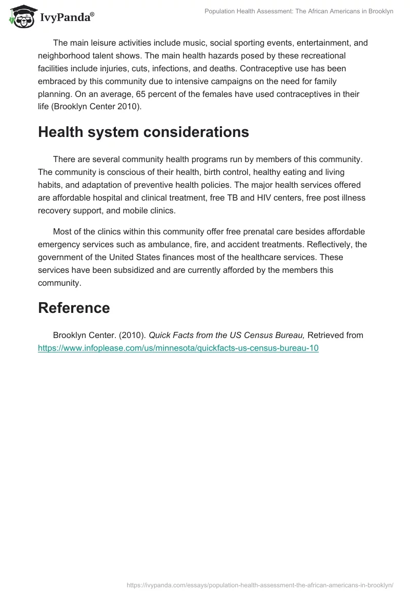 Population Health Assessment: The African Americans in Brooklyn. Page 4