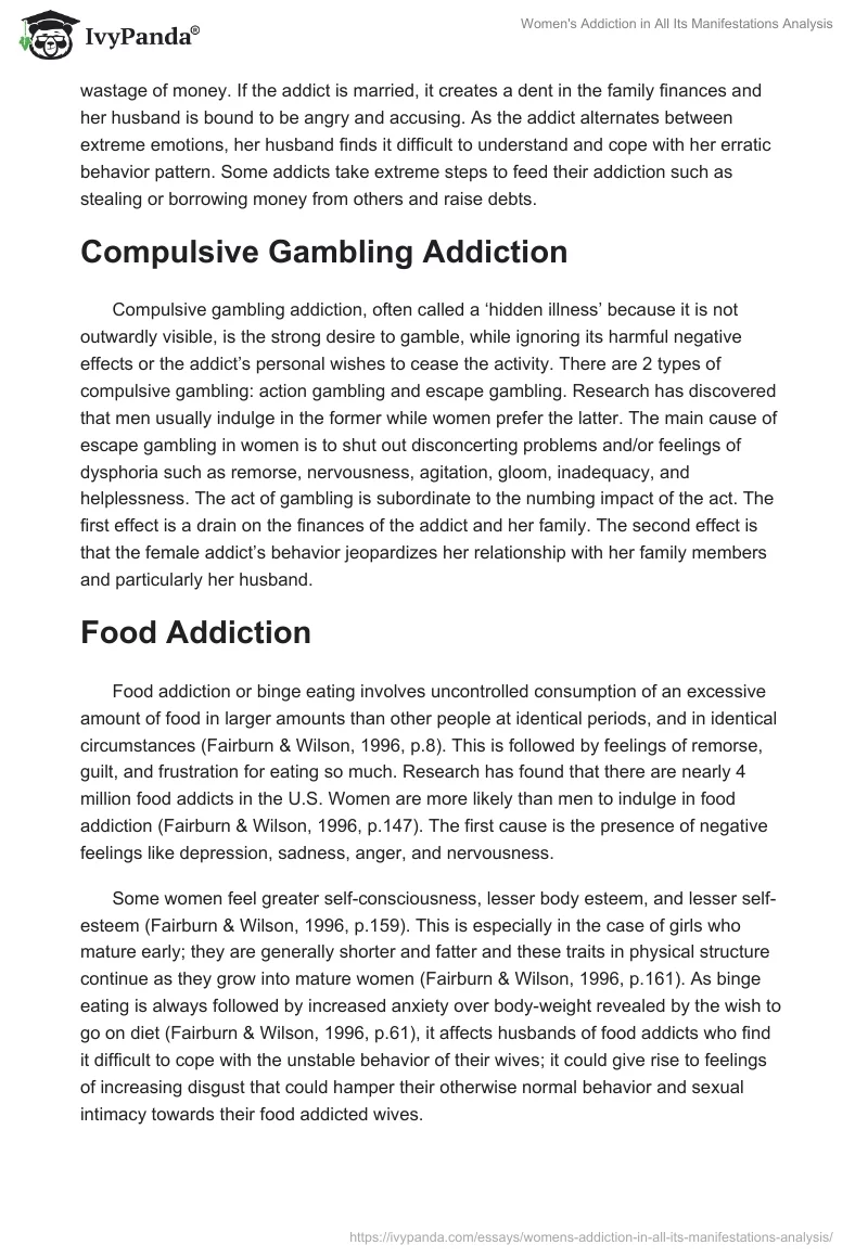 Women's Addiction in All Its Manifestations Analysis. Page 3