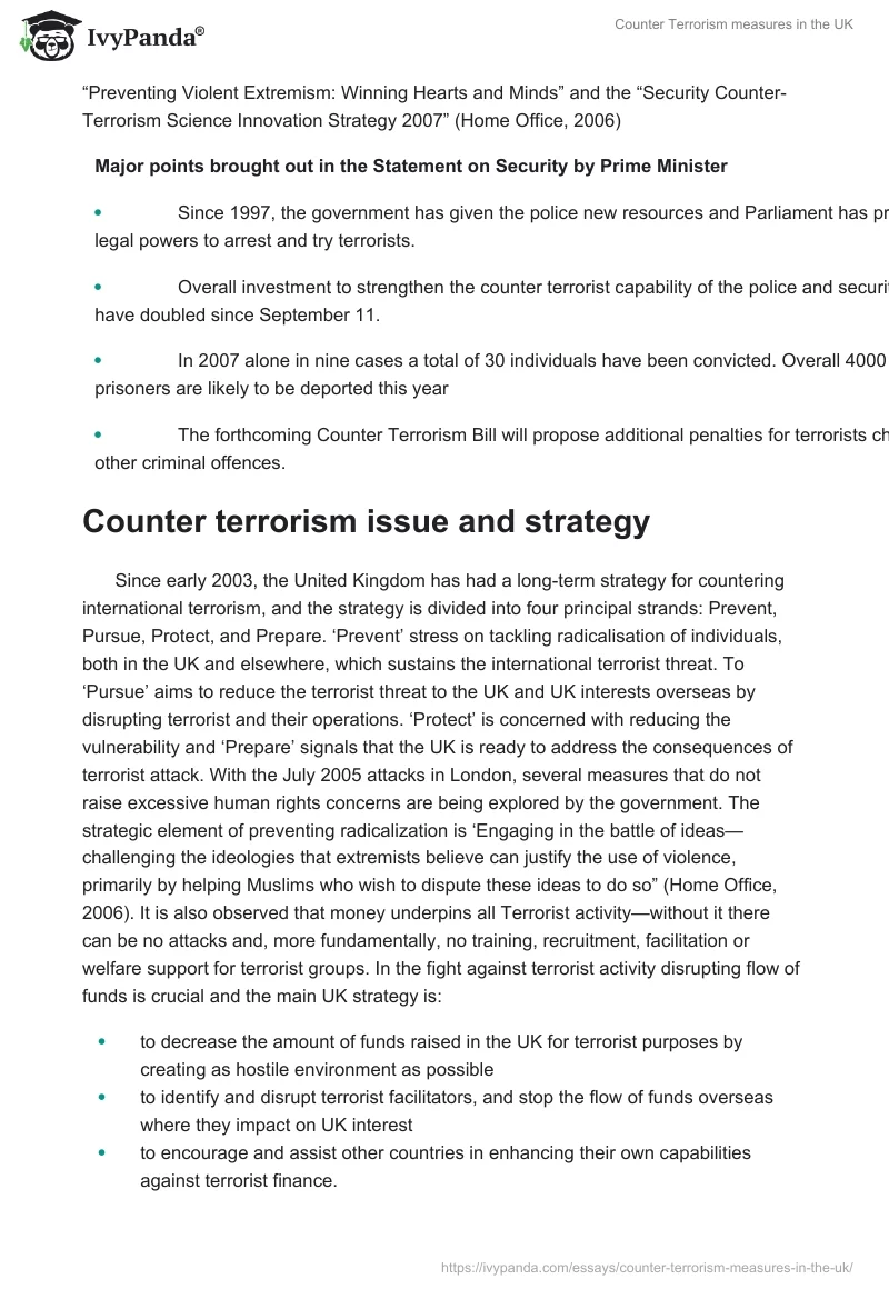 Counter Terrorism Measures in the UK. Page 2