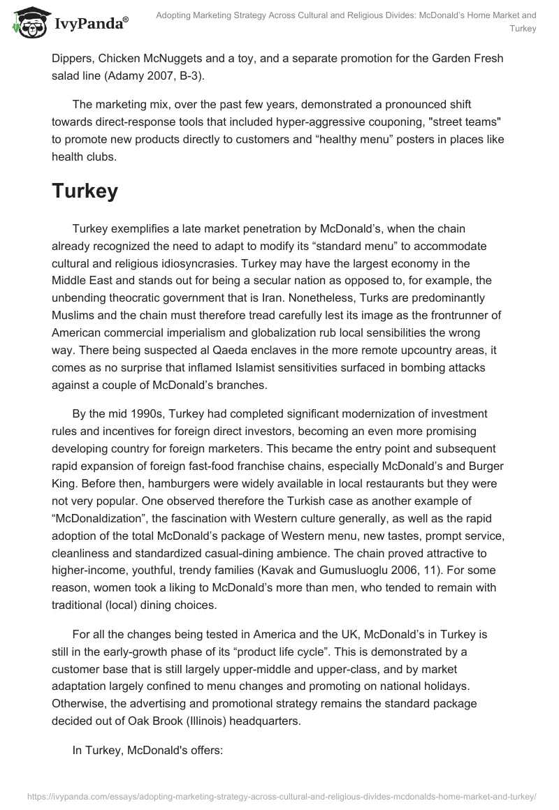 Adopting Marketing Strategy Across Cultural and Religious Divides: McDonald’s Home Market and Turkey. Page 3