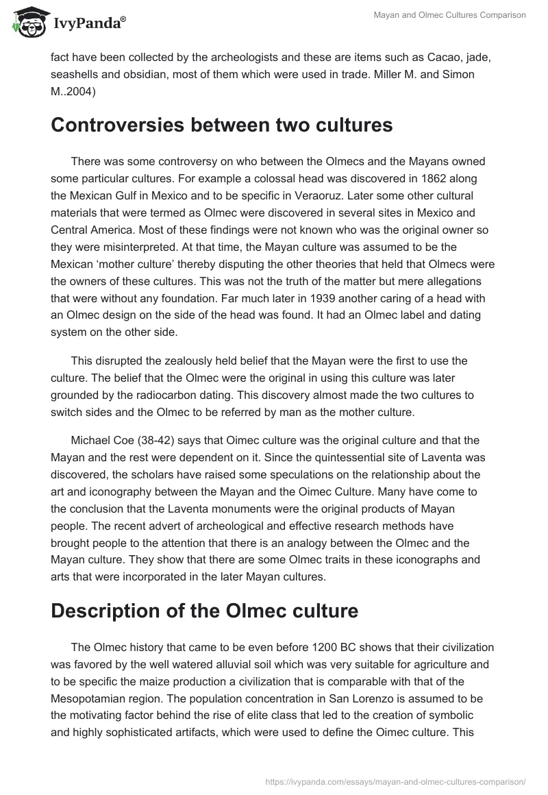 Mayan and Olmec Cultures Comparison. Page 2