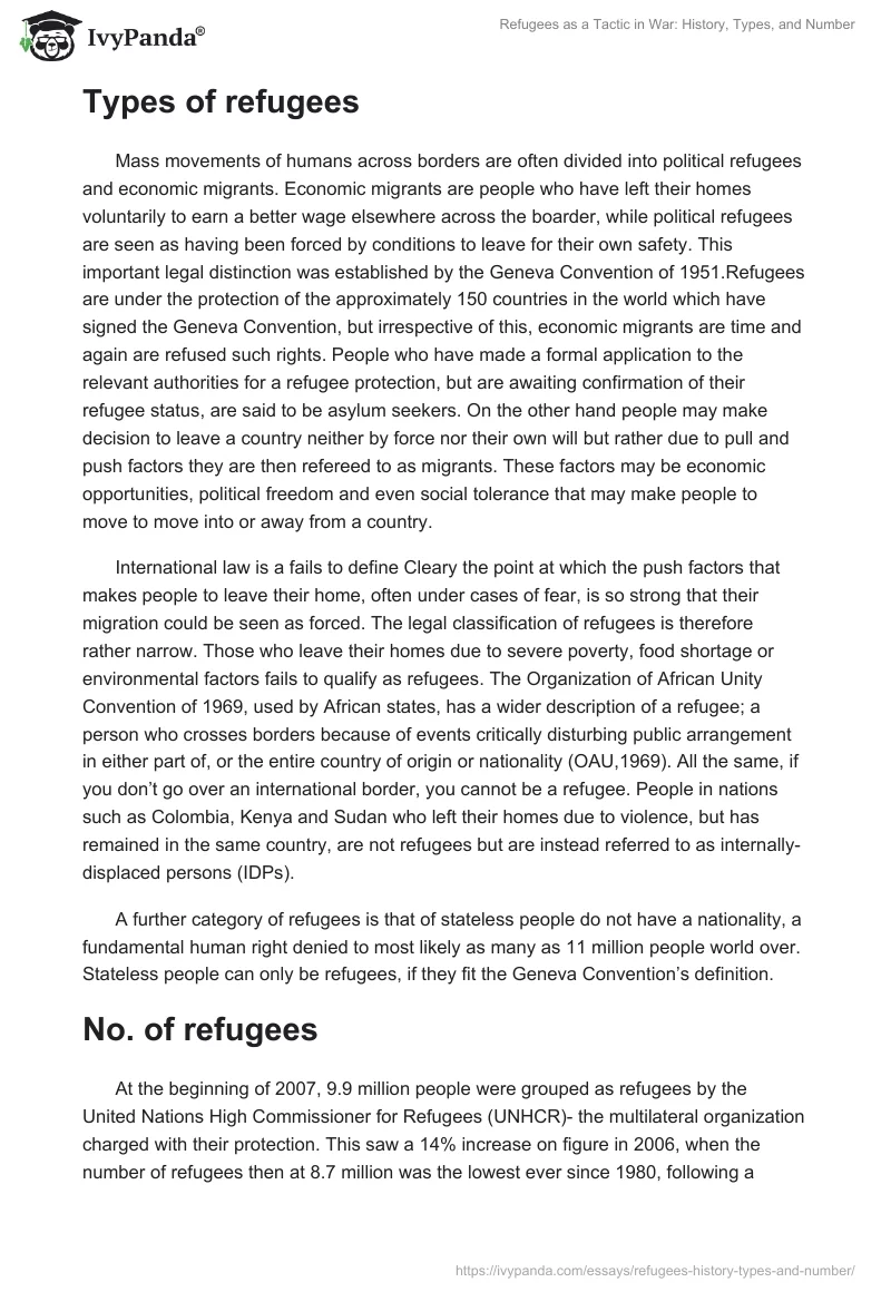 Refugees as a Tactic in War: History, Types, and Number. Page 2