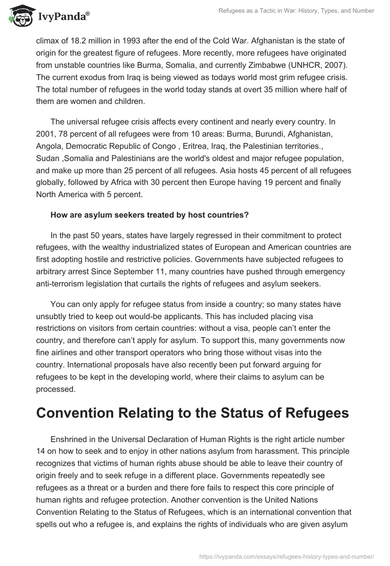 Refugees as a Tactic in War: History, Types, and Number. Page 3