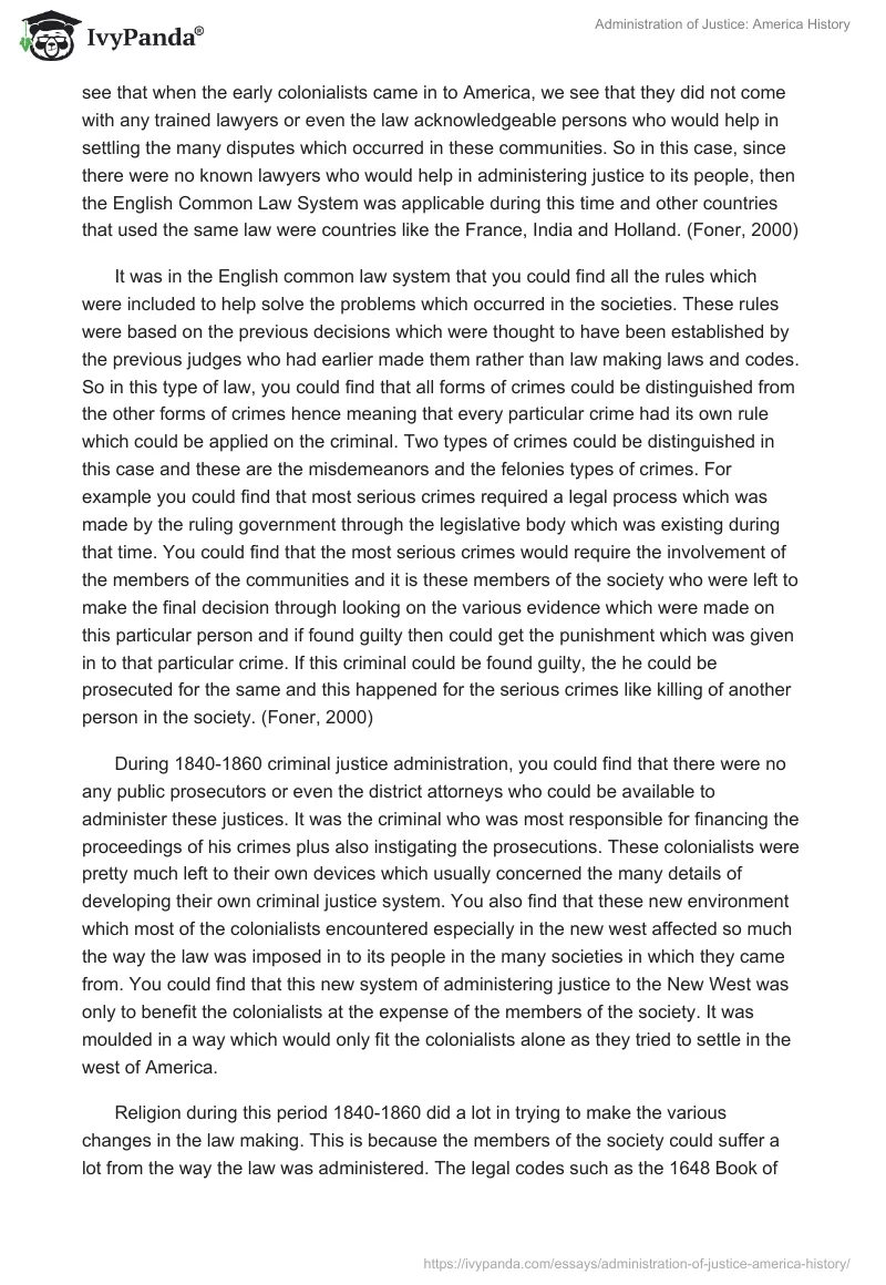 Administration of Justice: America History. Page 2