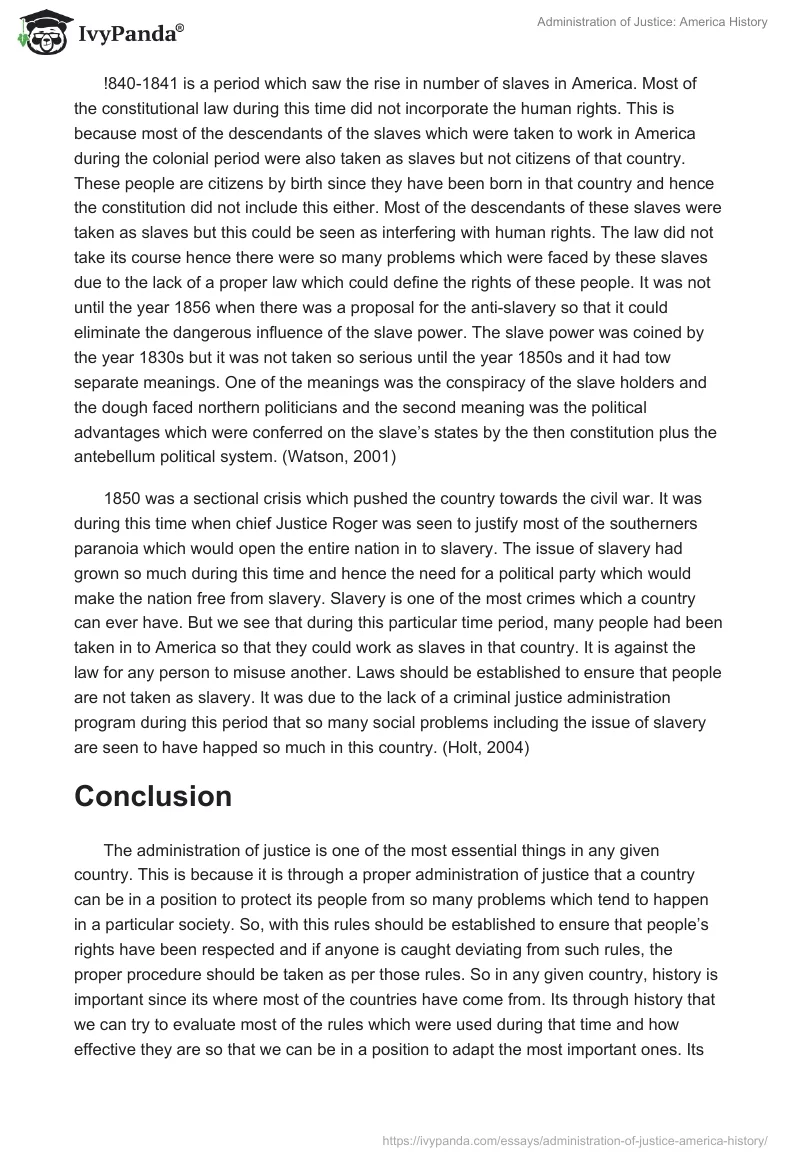 Administration of Justice: America History. Page 4