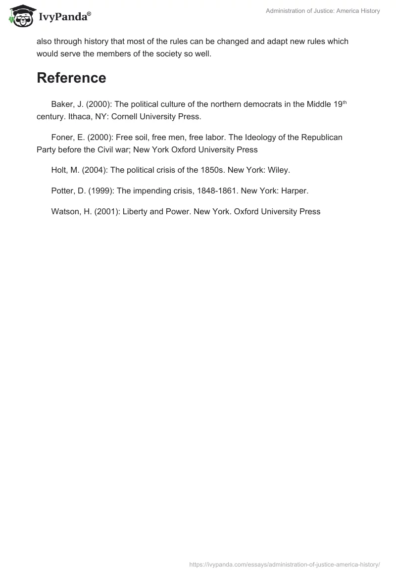 Administration of Justice: America History. Page 5