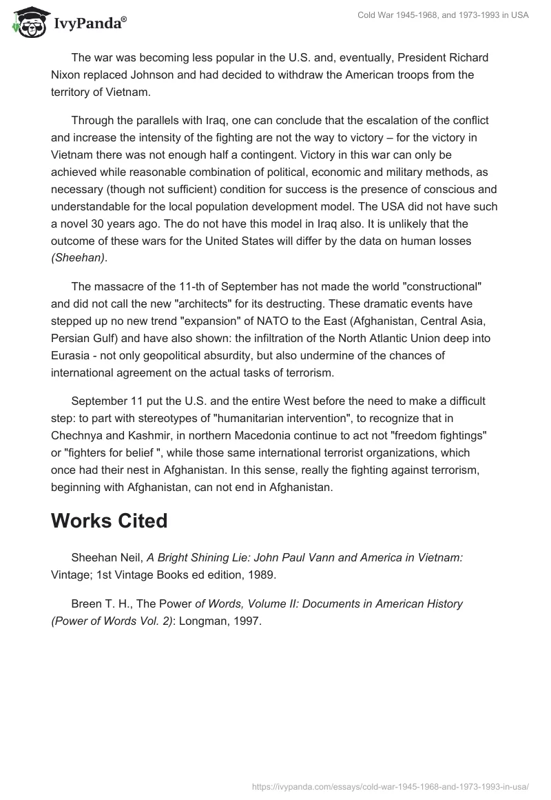 Cold War 1945-1968, and 1973-1993 in USA. Page 3