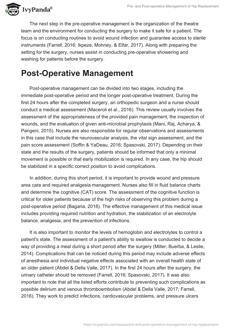 Pre- and Post-operative Management of Hip Replacement. Page 3
