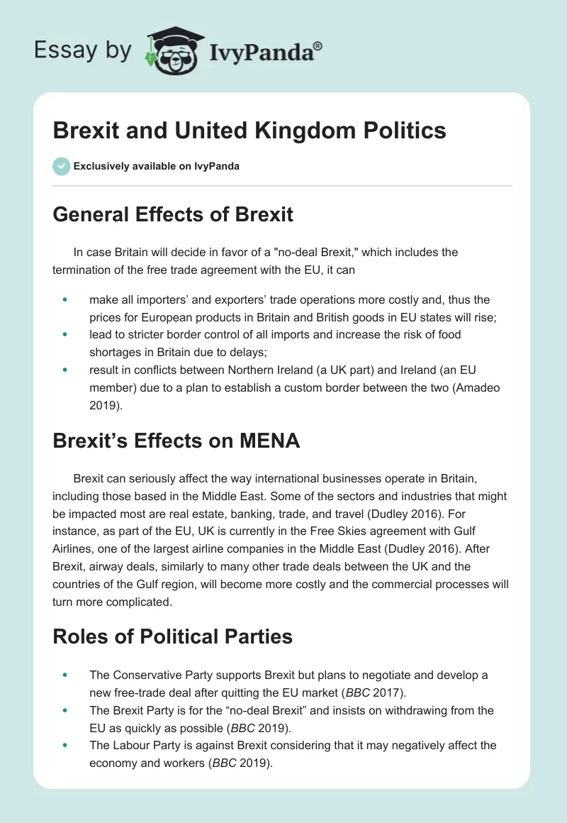 Brexit and United Kingdom Politics. Page 1