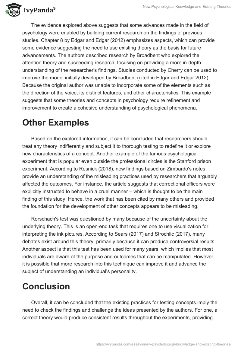 New Psychological Knowledge and Existing Theories. Page 4