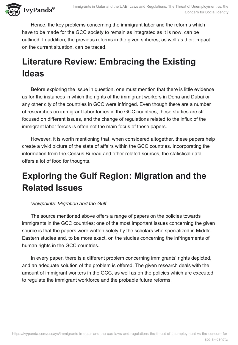 Immigrants in Qatar and the UAE: Laws and Regulations. The Threat of Unemployment vs. the Concern for Social Identity. Page 3