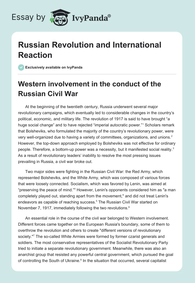 Russian Revolution and International Reaction. Page 1