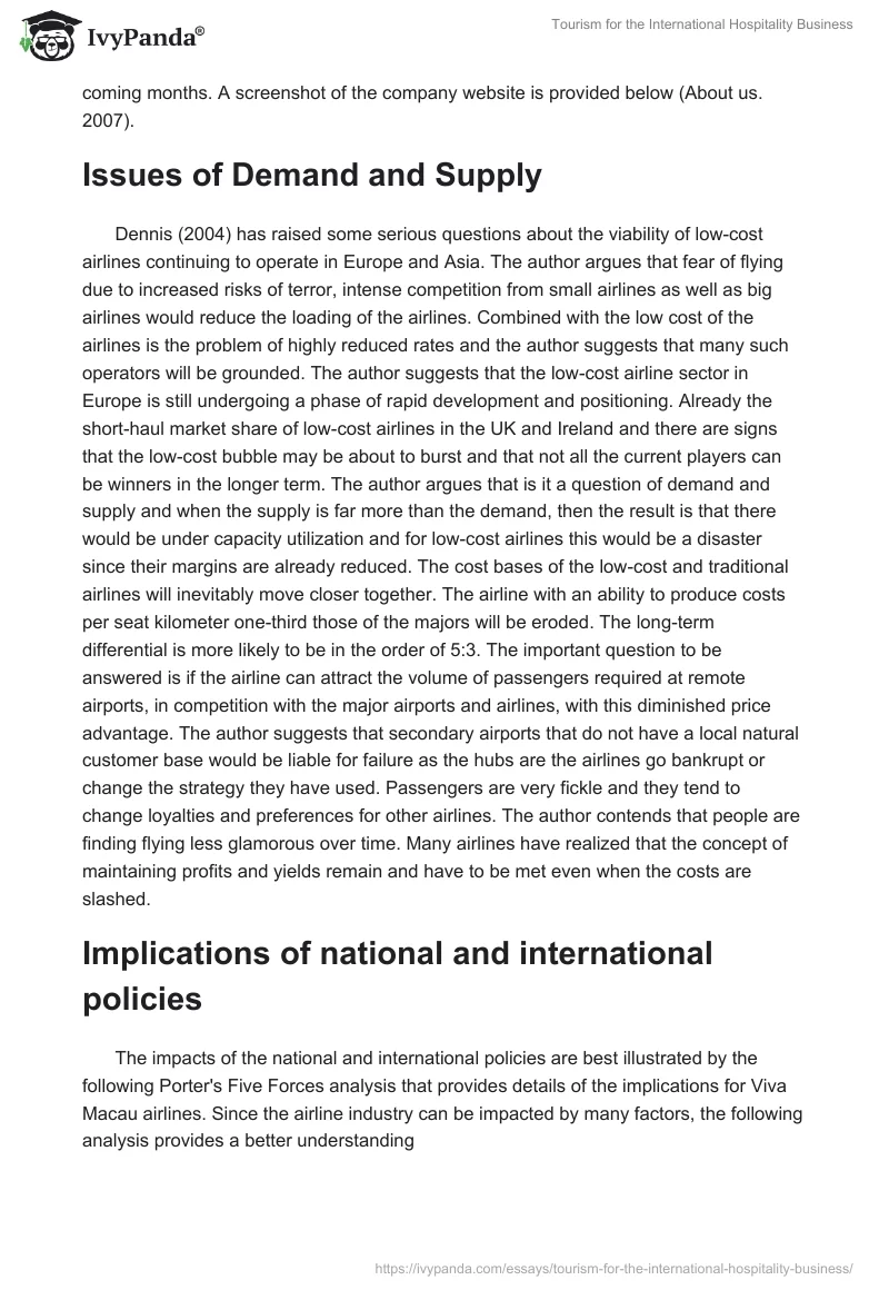 Tourism for the International Hospitality Business. Page 4