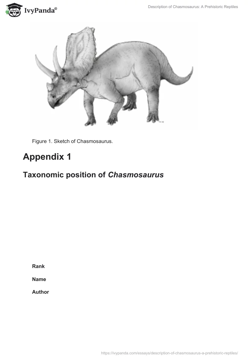 Description of Chasmosaurus: A Prehistoric Reptiles. Page 4