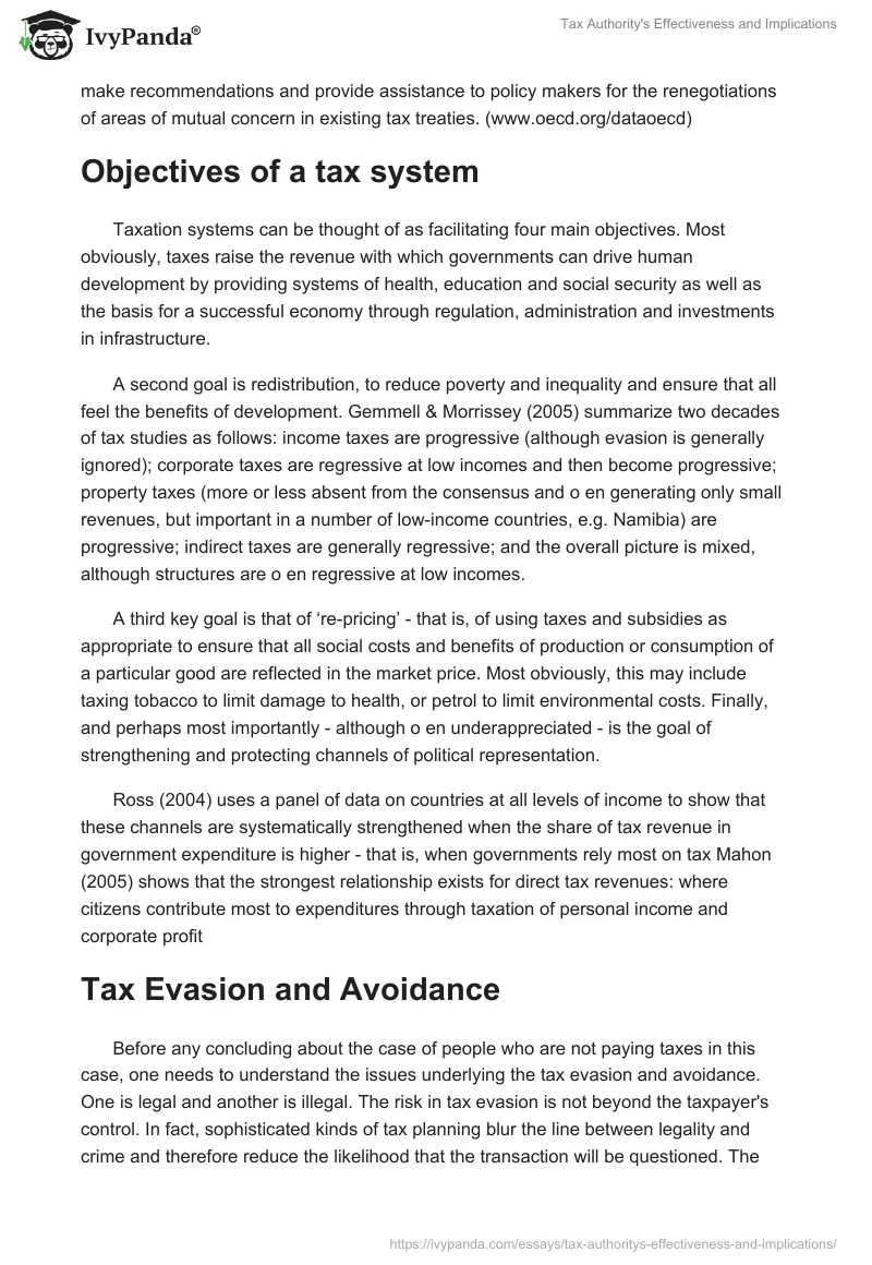 Tax Authority's Effectiveness and Implications. Page 2