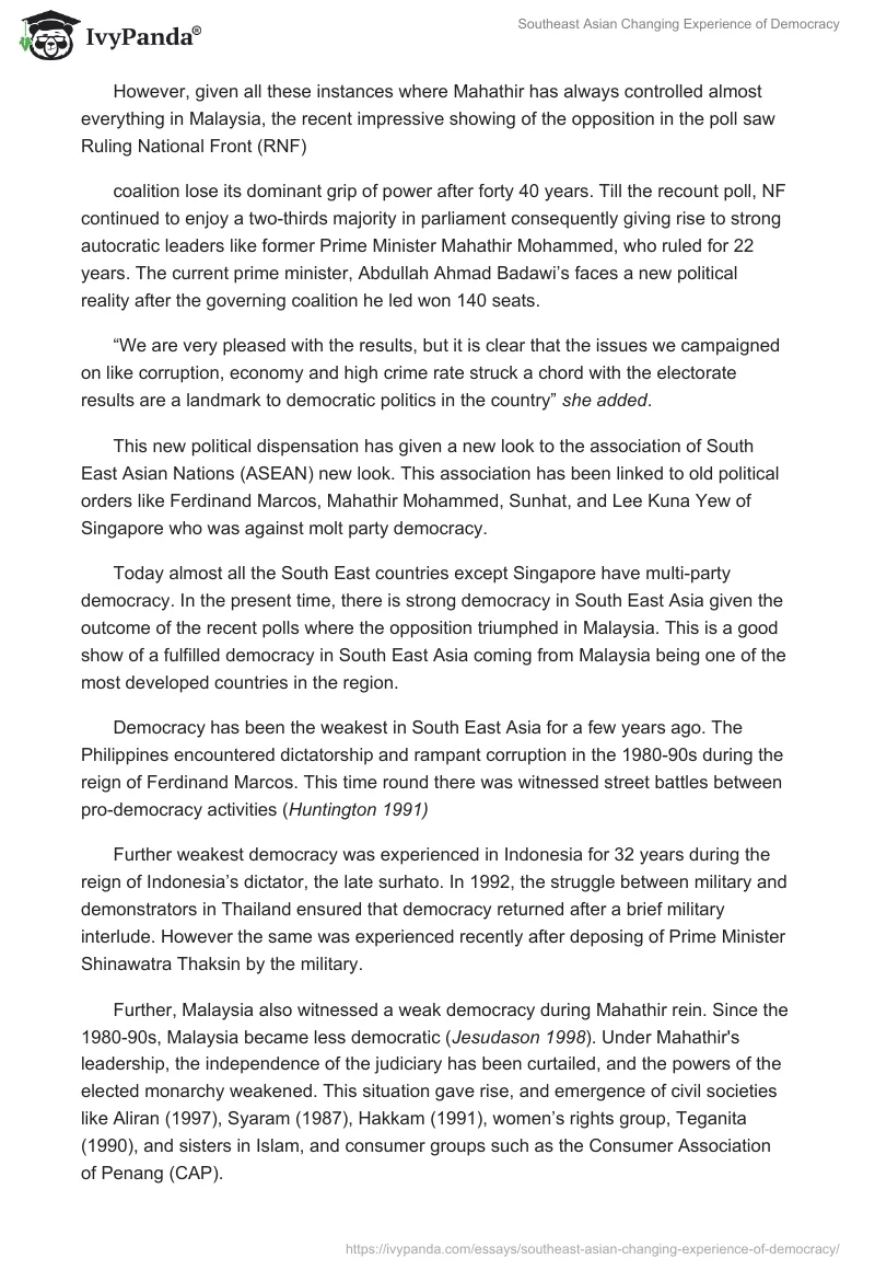 Southeast Asian Changing Experience of Democracy. Page 2