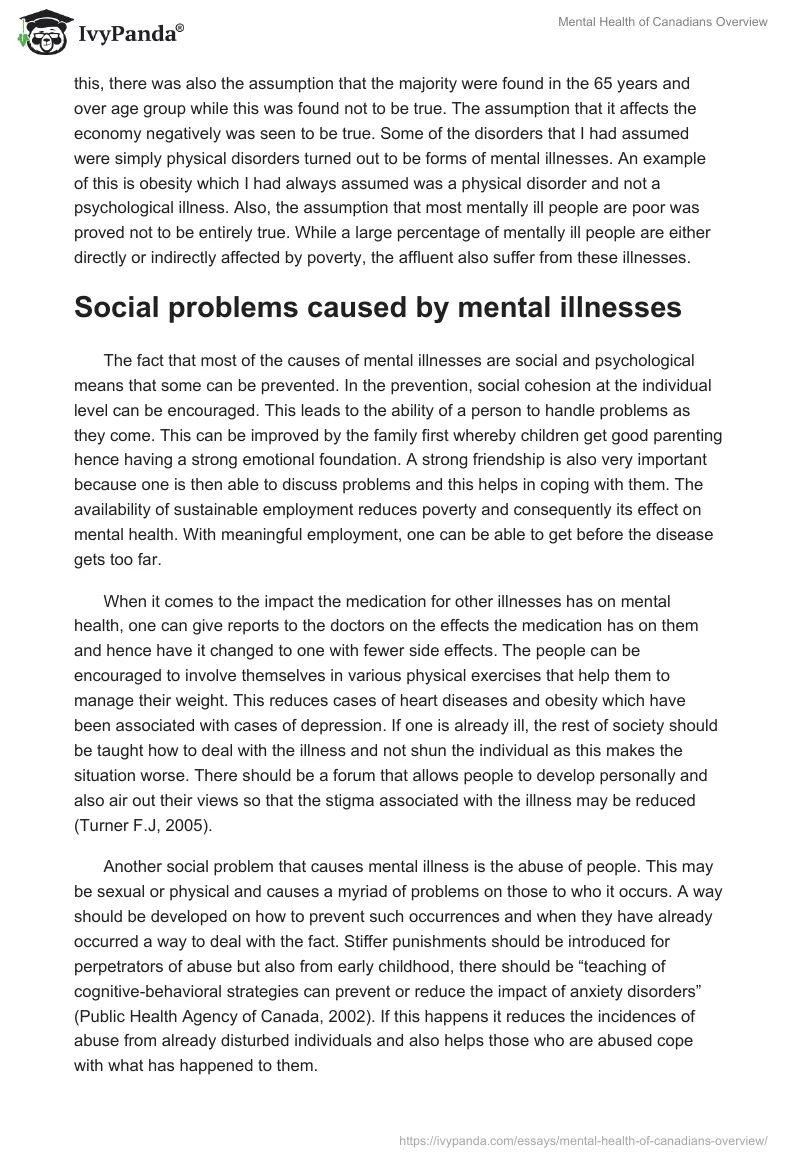 Mental Health of Canadians Overview. Page 3