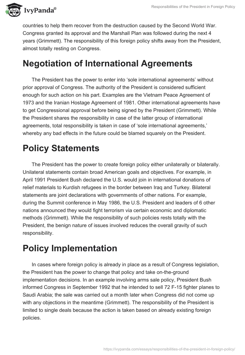 Responsibilities of the President in Foreign Policy. Page 2