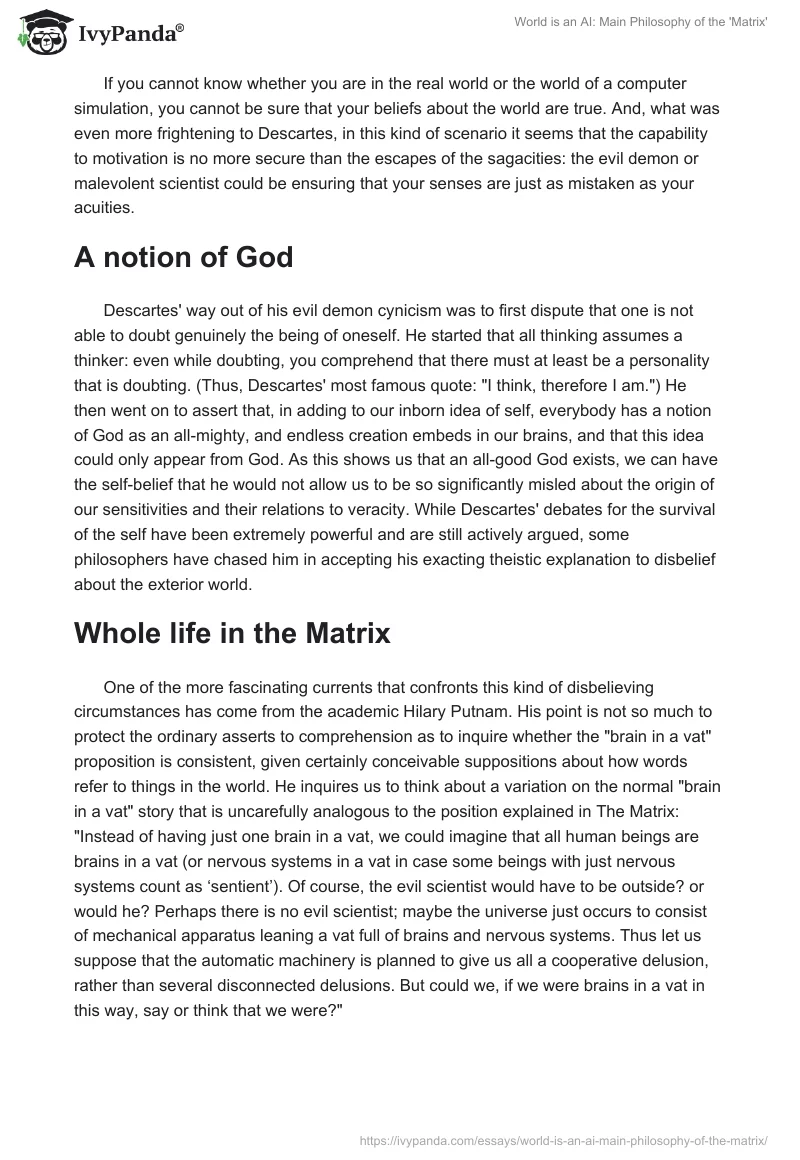 World is an AI: Main Philosophy of the 'Matrix'. Page 2