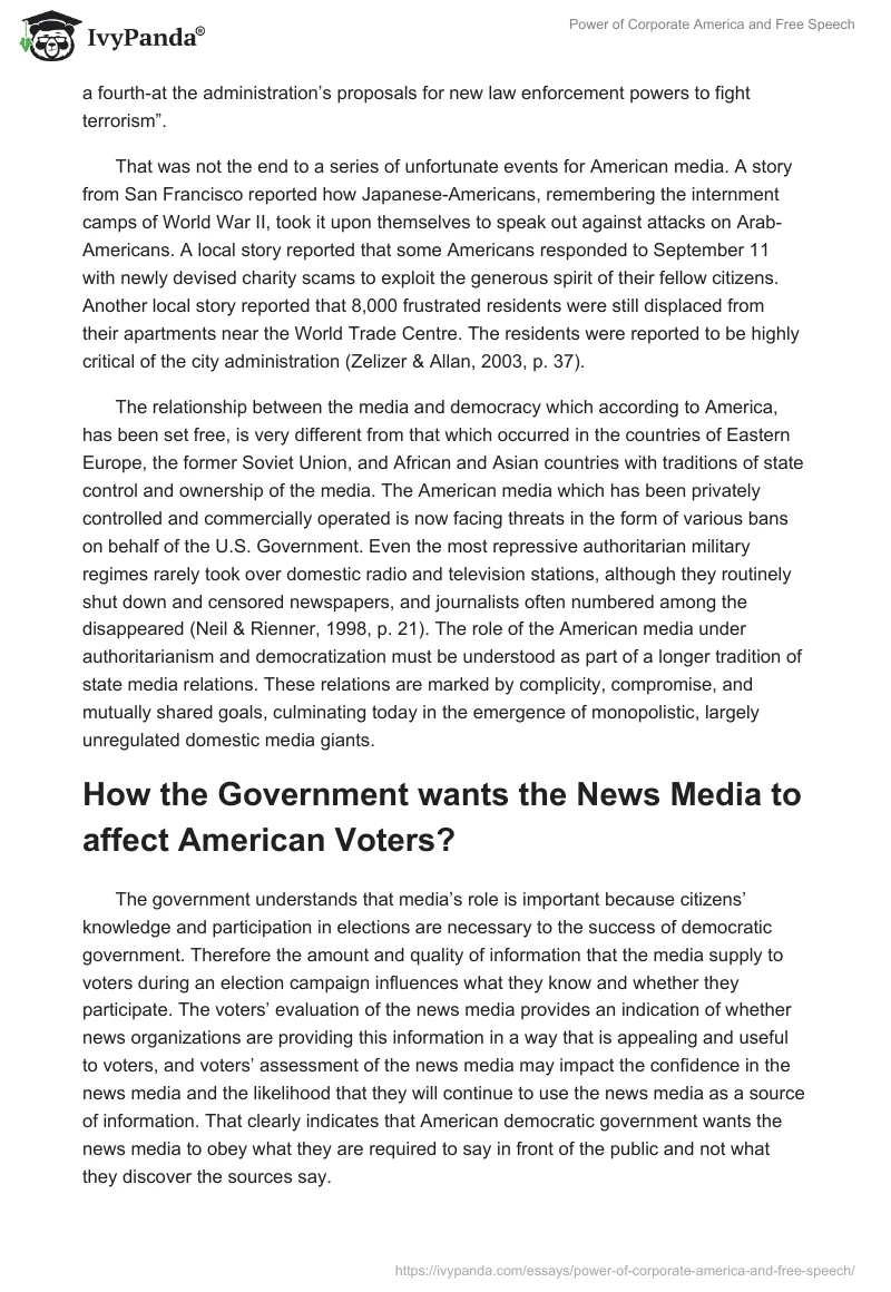 Power of Corporate America and Free Speech. Page 2