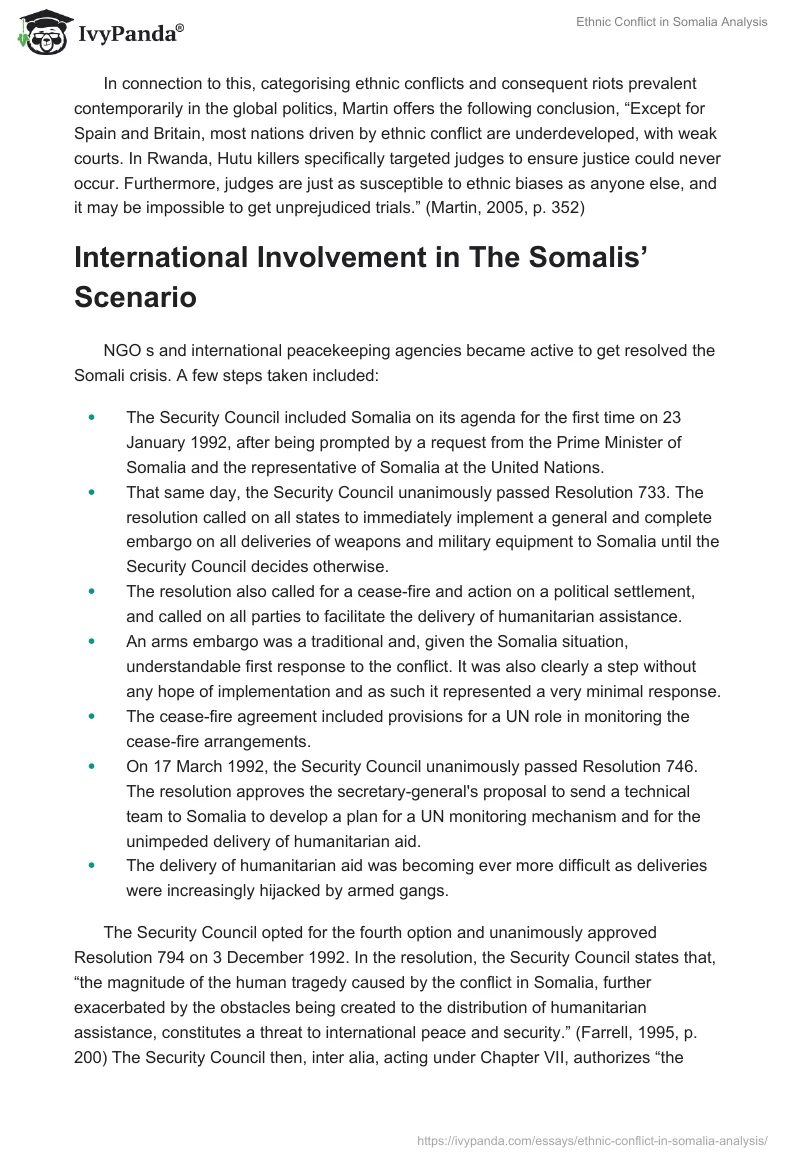 Ethnic Conflict in Somalia Analysis. Page 3