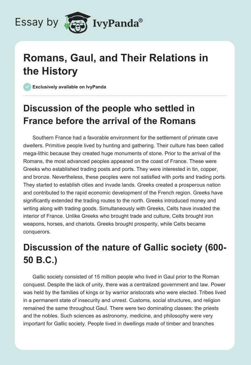 Romans, Gaul, and Their Relations in the History. Page 1