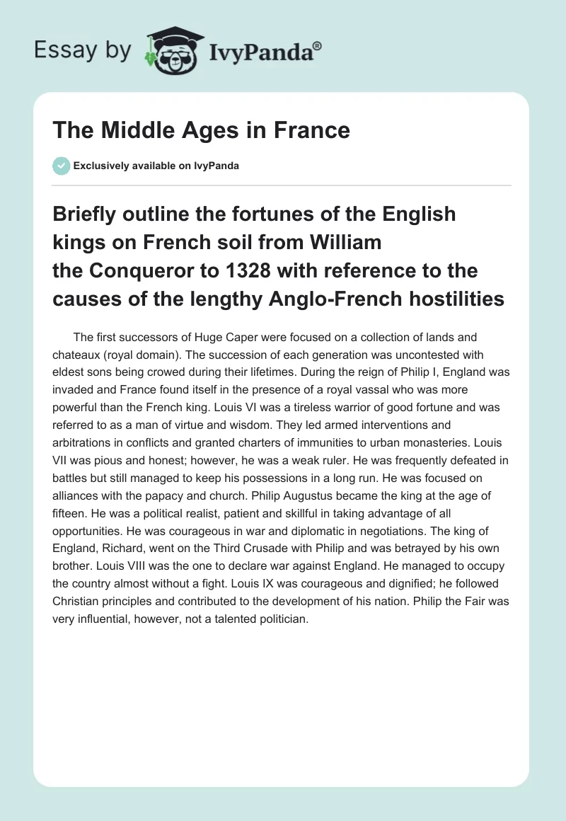 The Middle Ages in France. Page 1