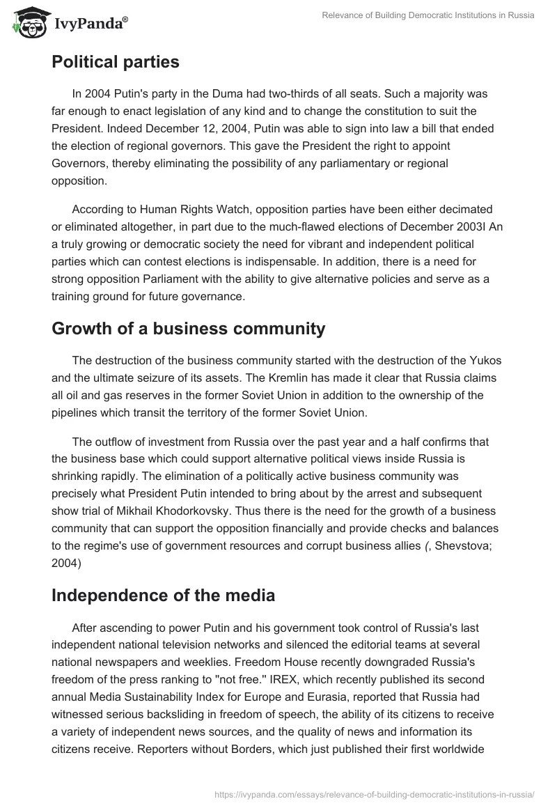 Relevance of Building Democratic Institutions in Russia. Page 2