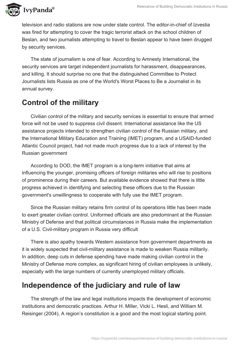 Relevance of Building Democratic Institutions in Russia. Page 4