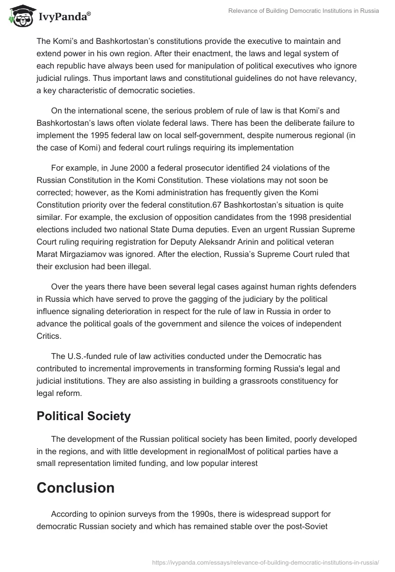 Relevance of Building Democratic Institutions in Russia. Page 5