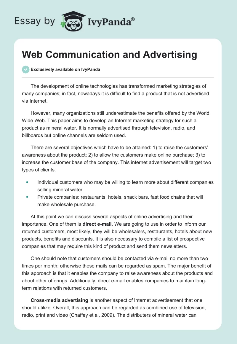 Web Communication and Advertising. Page 1