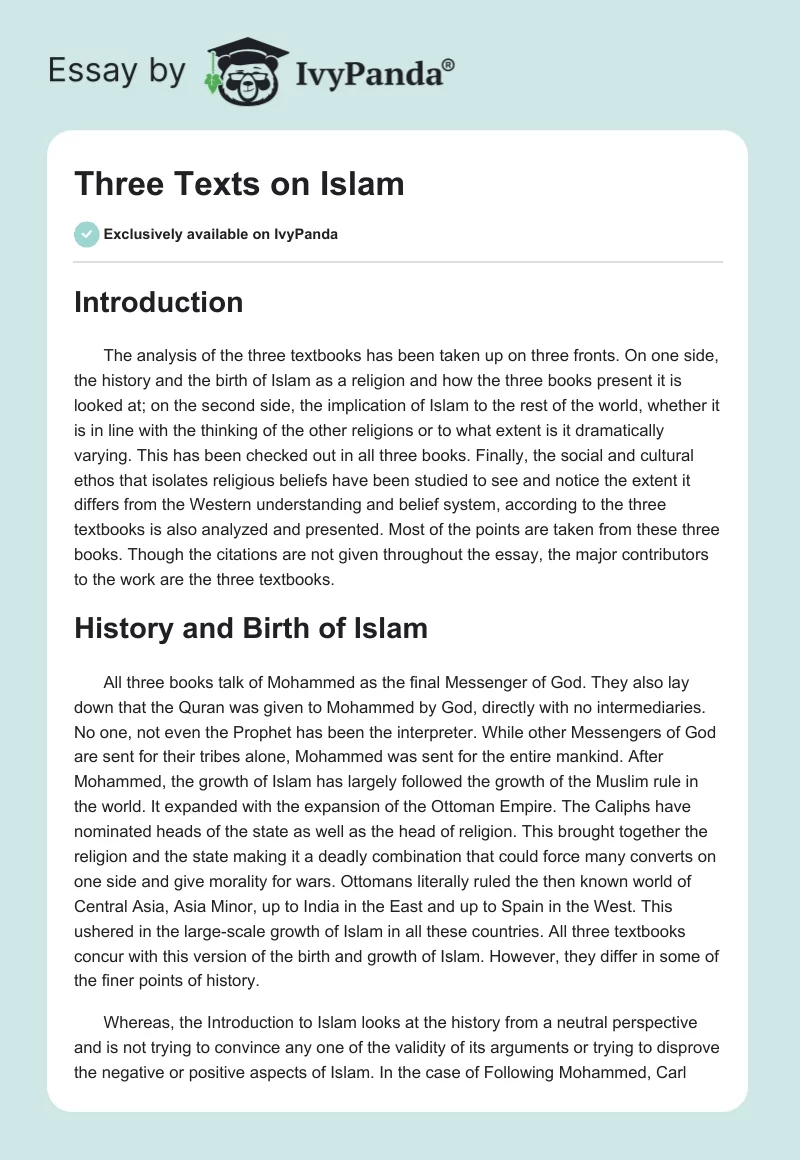 Three Texts on Islam. Page 1