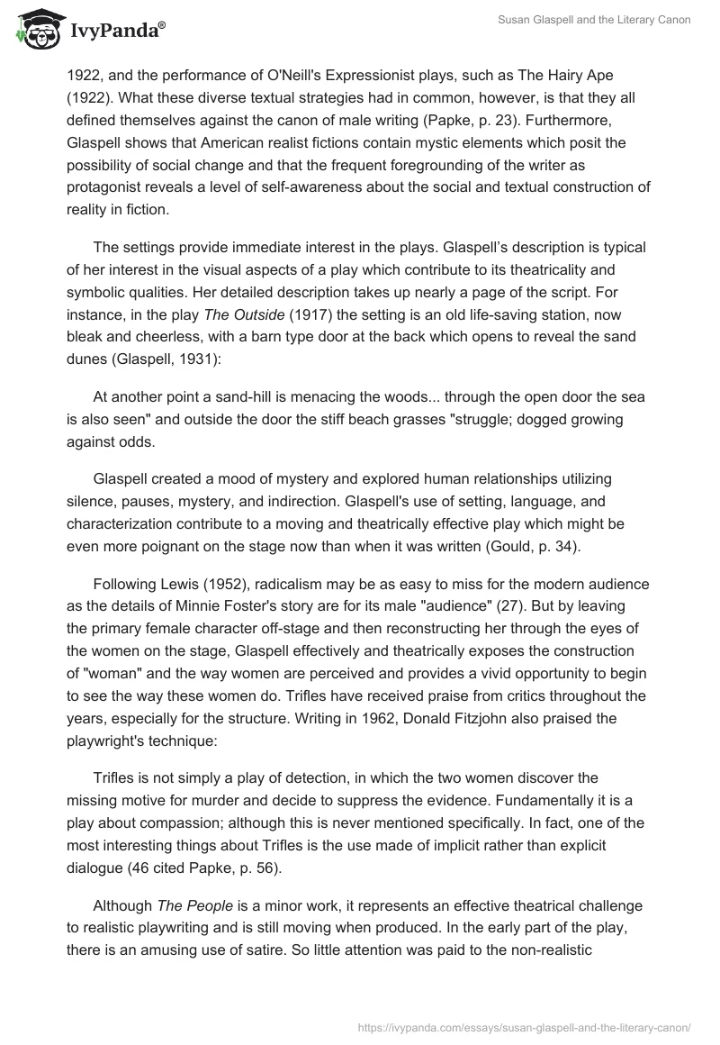Susan Glaspell and the Literary Canon. Page 2