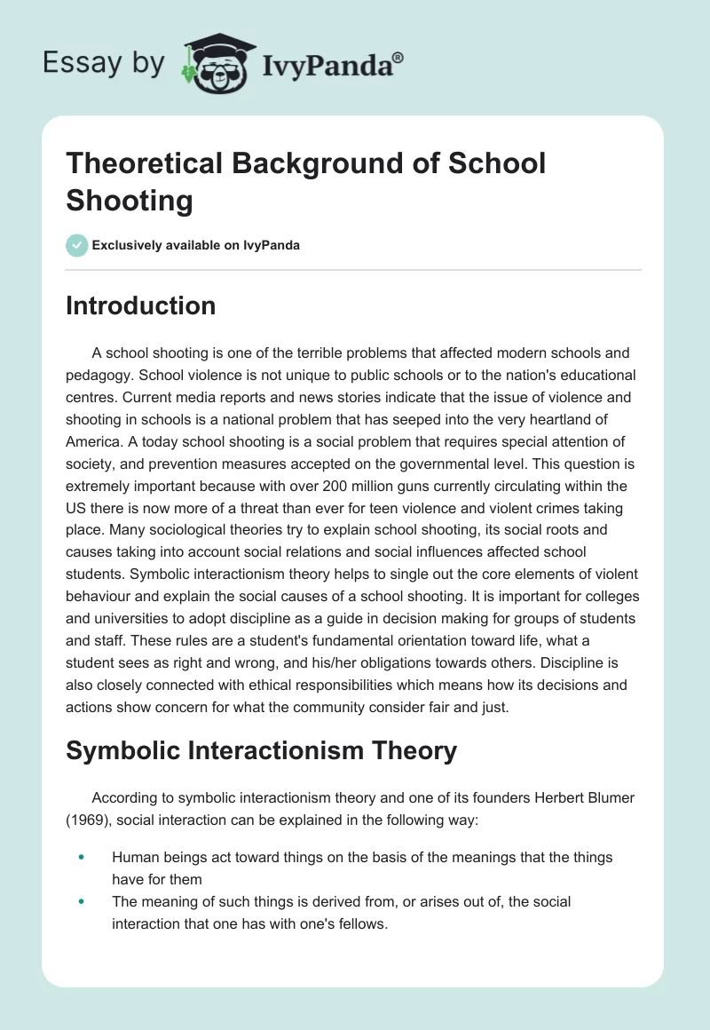 Theoretical Background of School Shooting. Page 1