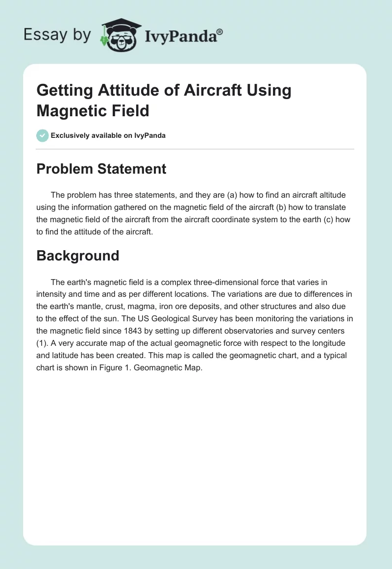 Getting Attitude of Aircraft Using Magnetic Field. Page 1