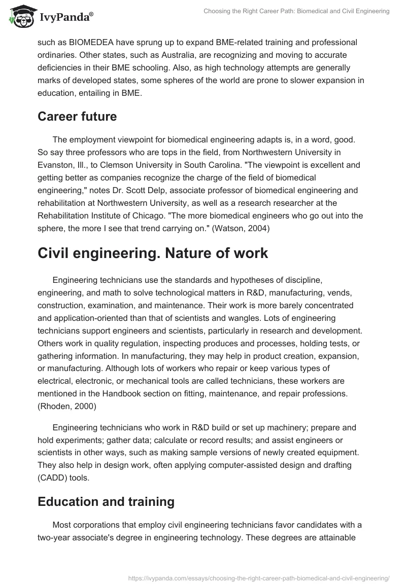 Choosing the Right Career Path: Biomedical and Civil Engineering. Page 3