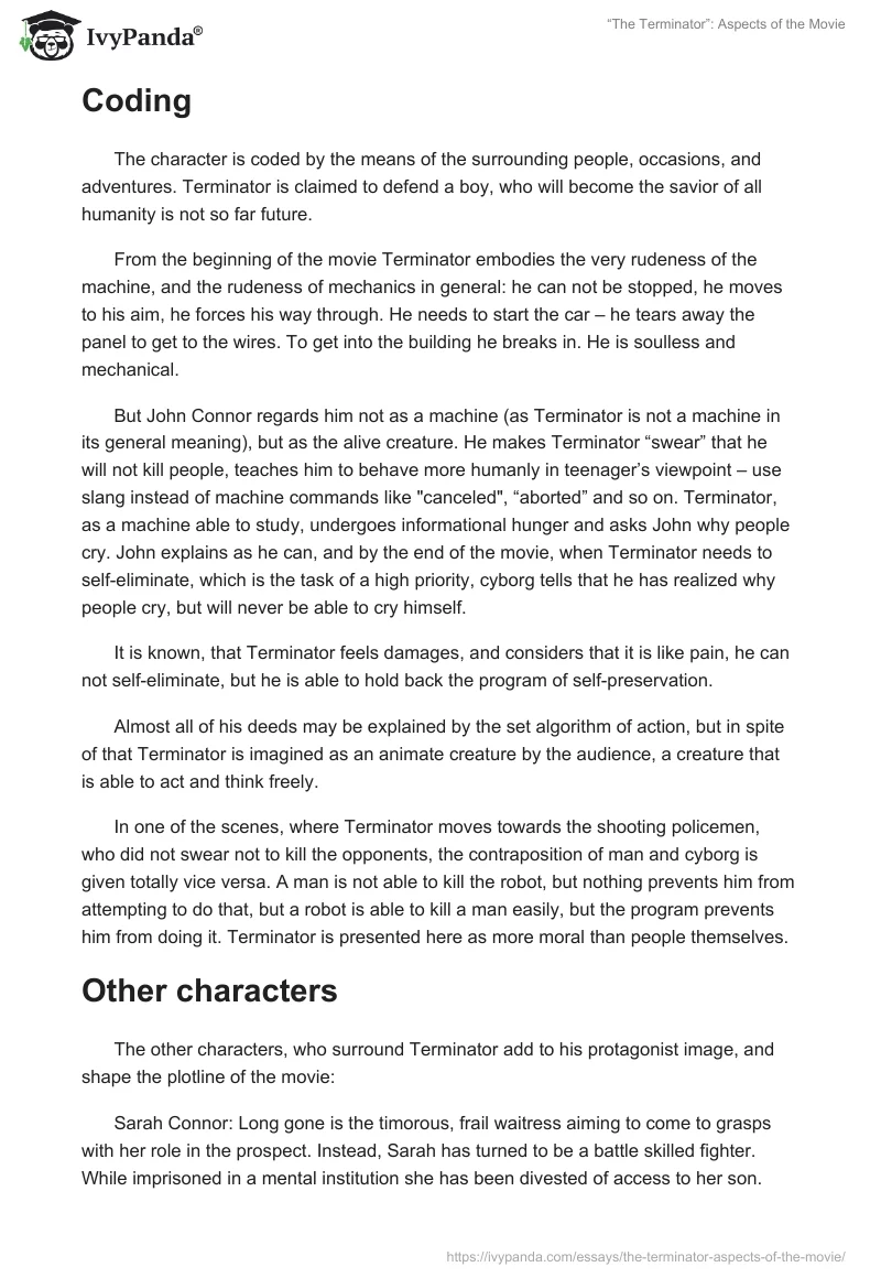 “The Terminator”: Aspects of the Movie. Page 2