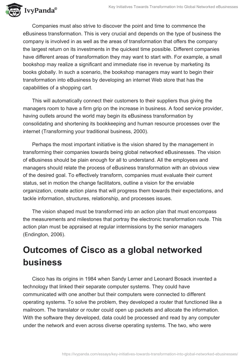 Key Initiatives Towards Transformation Into Global Networked eBusinesses. Page 3