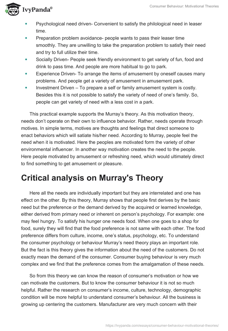 Consumer Behaviour: Motivational Theories. Page 3