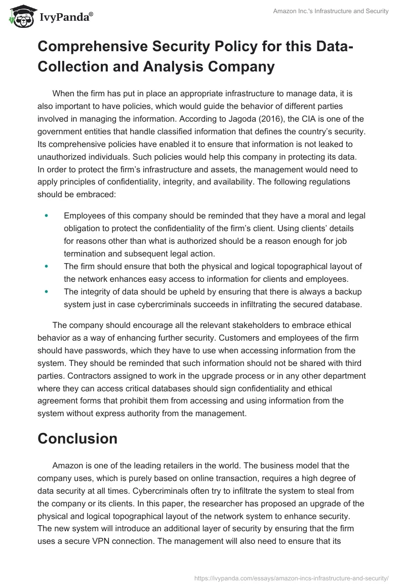 Amazon Inc.'s Infrastructure and Security. Page 5