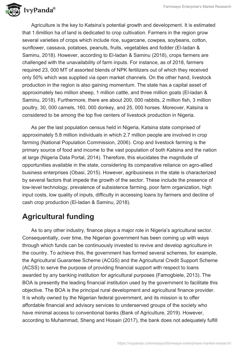 Farmways Enterprise's Market Research. Page 2