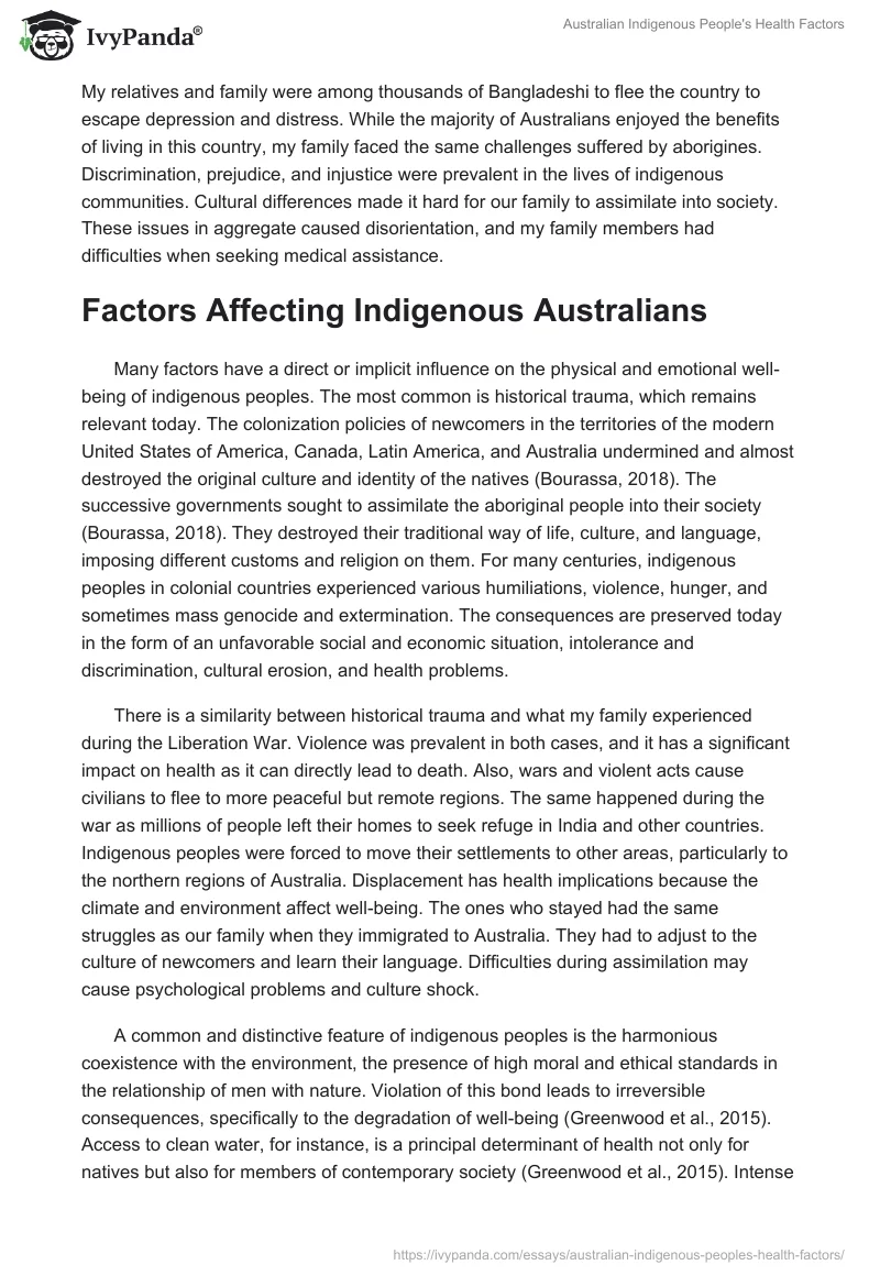 Australian Indigenous People's Health Factors. Page 5