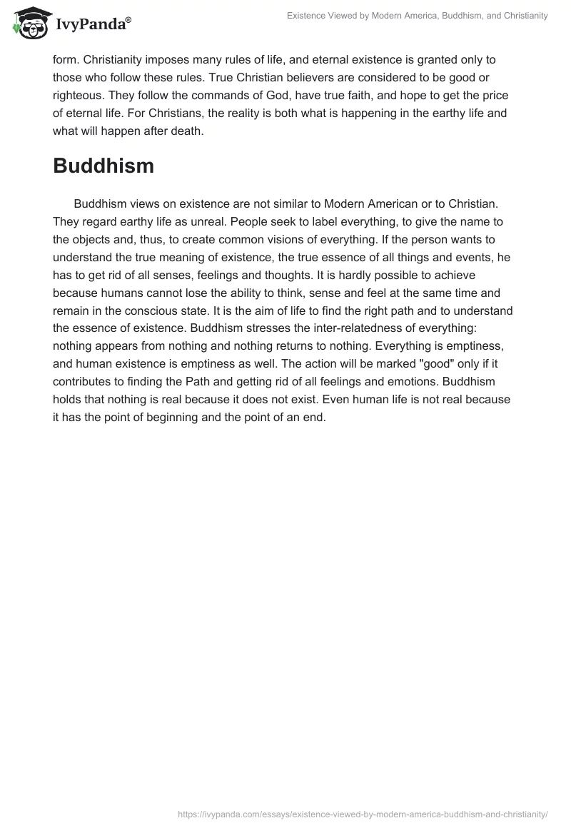 Existence Viewed by Modern America, Buddhism, and Christianity. Page 2