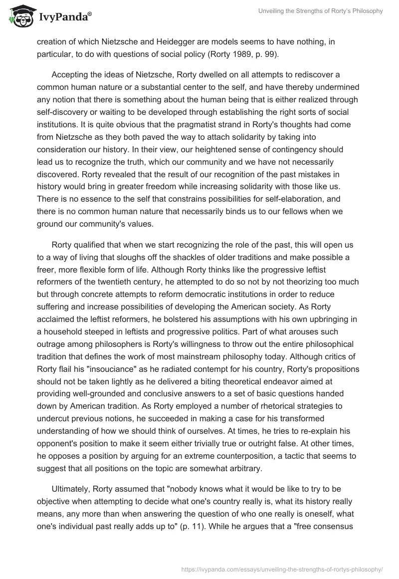 Unveiling the Strengths of Rorty’s Philosophy. Page 3