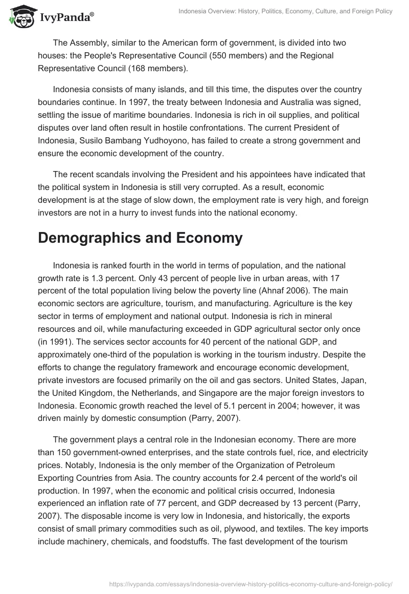 Indonesia Overview: History, Politics, Economy, Culture, and Foreign Policy. Page 3
