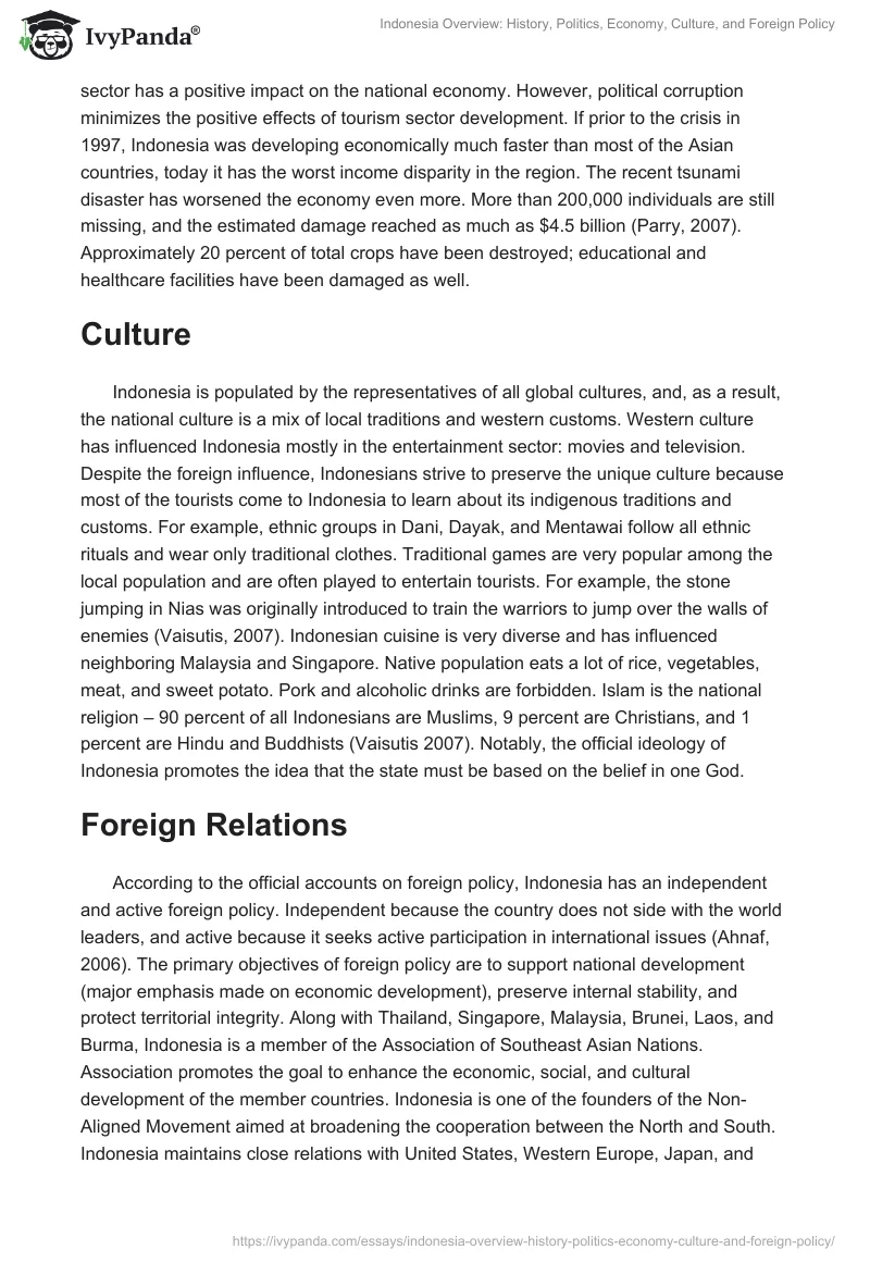 Indonesia Overview: History, Politics, Economy, Culture, and Foreign Policy. Page 4