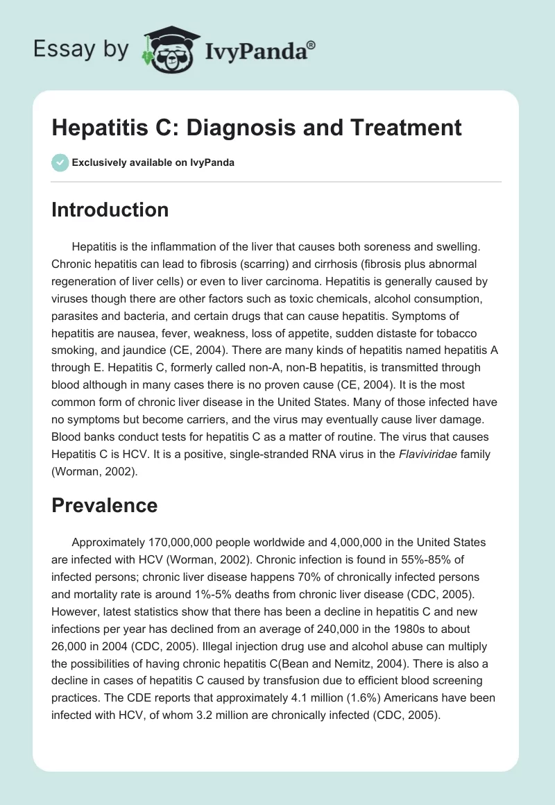 Hepatitis C: Diagnosis and Treatment. Page 1