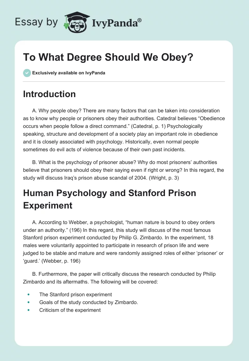 To What Degree Should We Obey?. Page 1